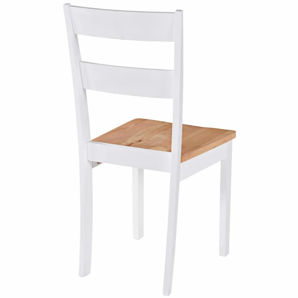 vidaXL Eetkamerstoelen 4 st massief rubberwood wit, foto 4