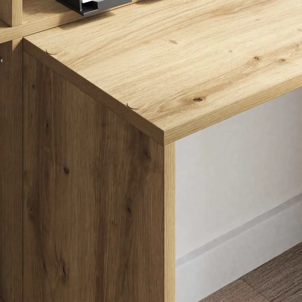 vidaXL Bureau Artisan Eiken 138,5 x 55 x 143 cm Bewerkt hout, foto 4