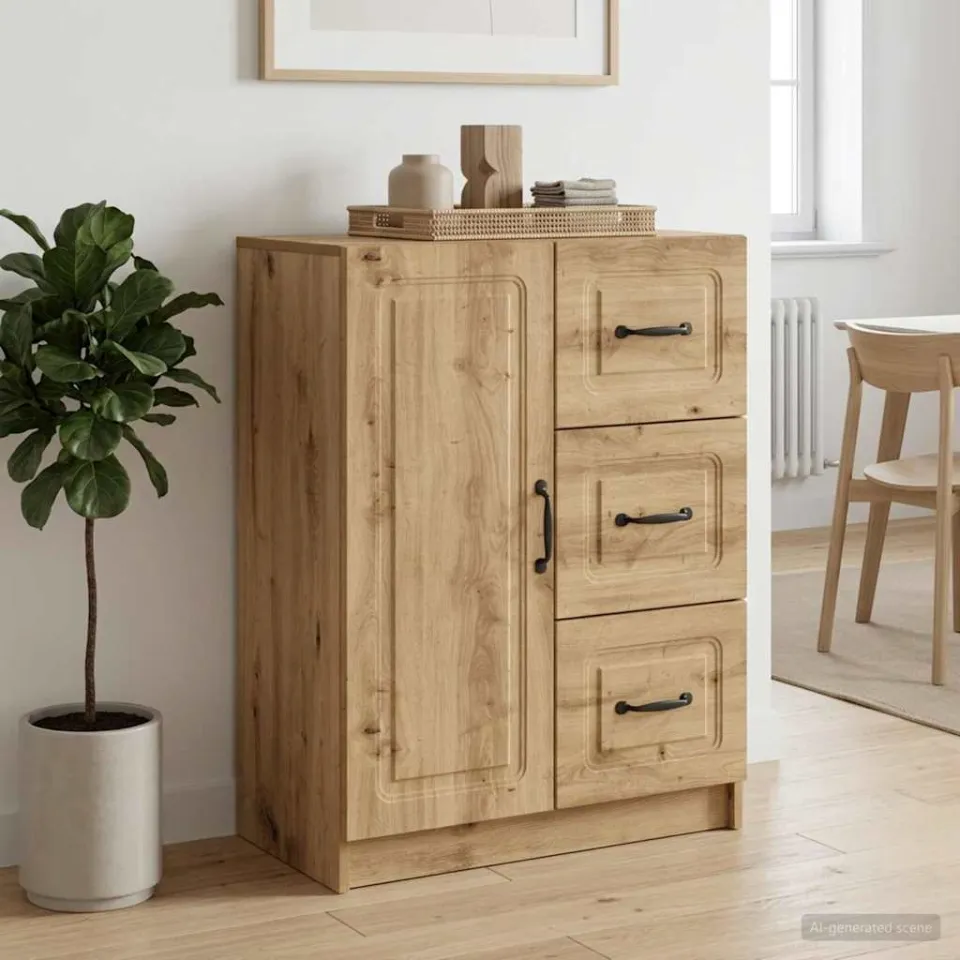 vidaXL Dressoir Artisanaal eiken 66 x 34,5 x 87 cm Bewerkt hout, foto 3