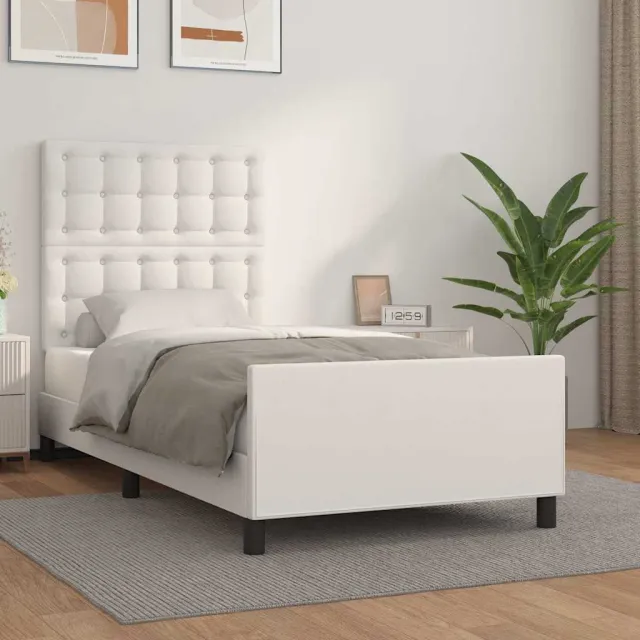 vidaXL Bedframe met hoofdbord kunstleer wit 100x200 cm