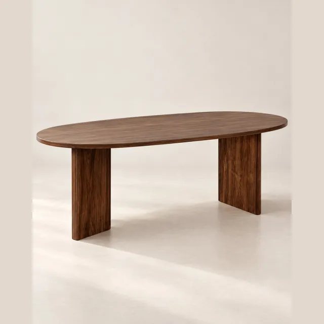BonBonVibes Japandi Eettafel 200 cm Bruin – Ovale Eetkamertafel met Melamine Afwerking – Moderne Japanse Stijl Eettafel – Minimalistische Design Tafel voor Eetkamer & Woonkamer