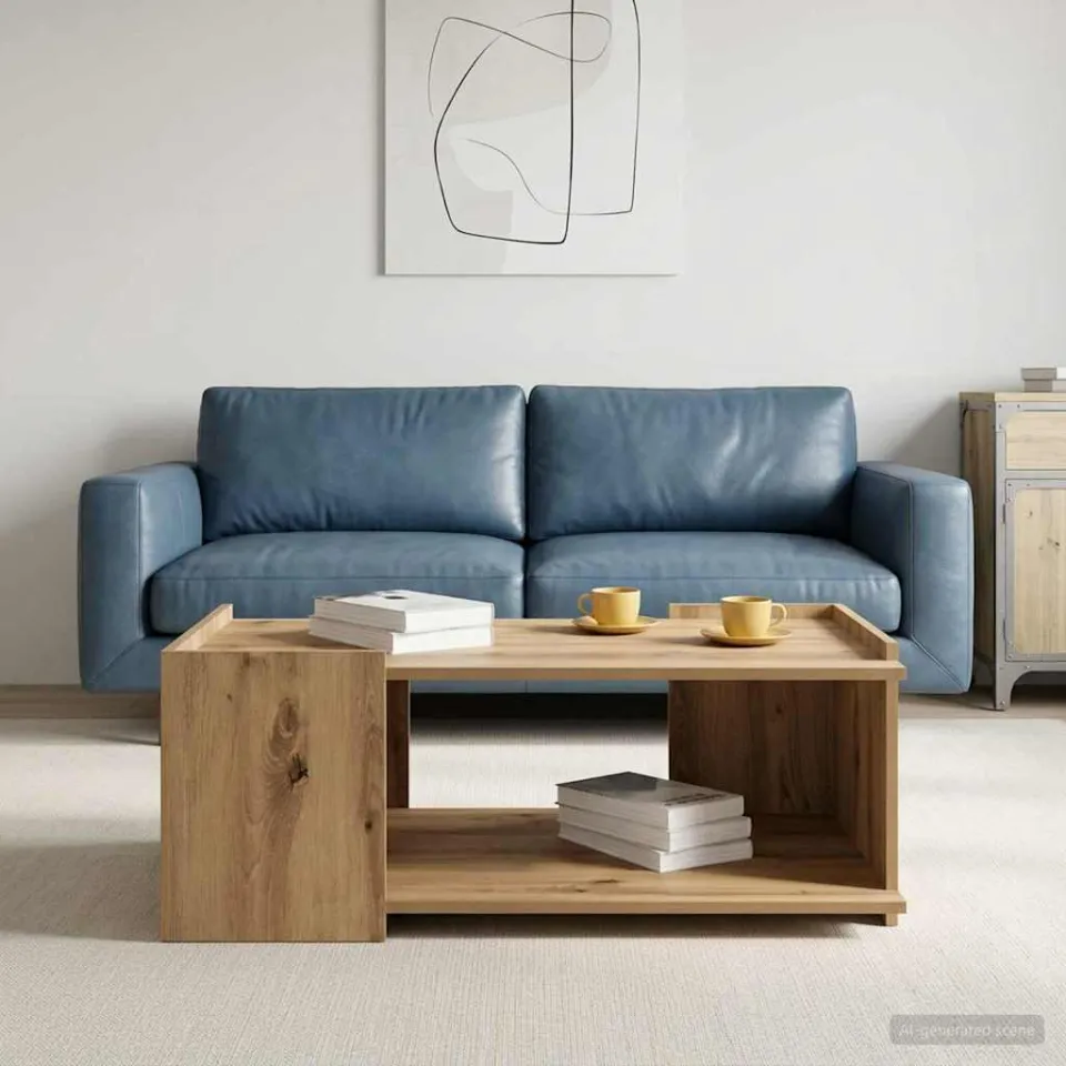 vidaXL Salontafel Artisanaal eiken 90 x 50 x 33 cm Bewerkt hout, foto 4