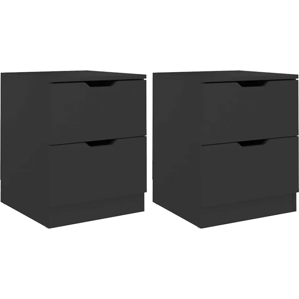 vidaXL Nachtkastjes 2 st 40x40x50 cm bewerkt hout zwart