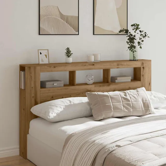 vidaXL Hoofdeinde met LED 180x18,5x103,5 cm hout artisanaal eikenkleur Bruin
