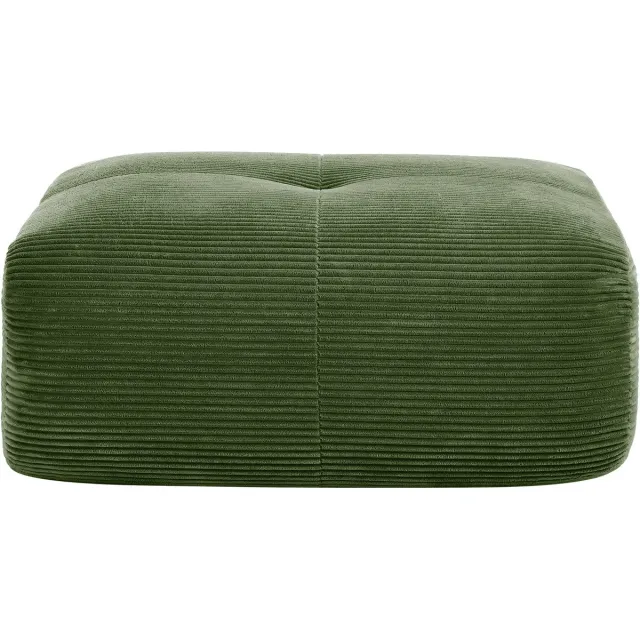 MUVANO Hamlet Hocker - Luxe corduroy voetenbank - Ergonomische poef met antislip-Groene ribstof hocker - 92,5x75x40cm- Modulair- Woonkamer Groen