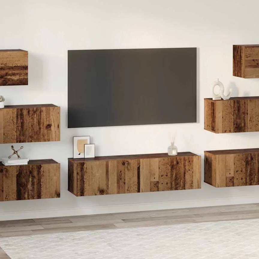 vidaXL Tv-meubelset 8 st 60 x 30 x 30 cm Oud Hout bruin, foto 4