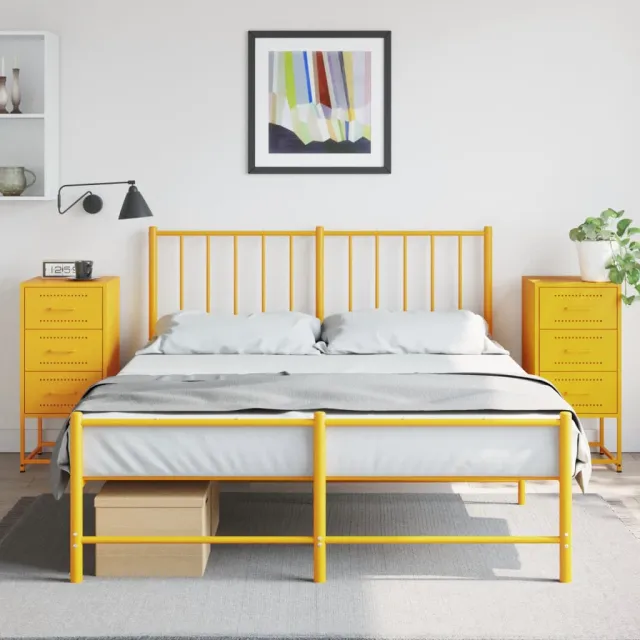 vidaXL Nachtkastjes 2 st 36x39x78 cm staal mosterdgeel, foto 2