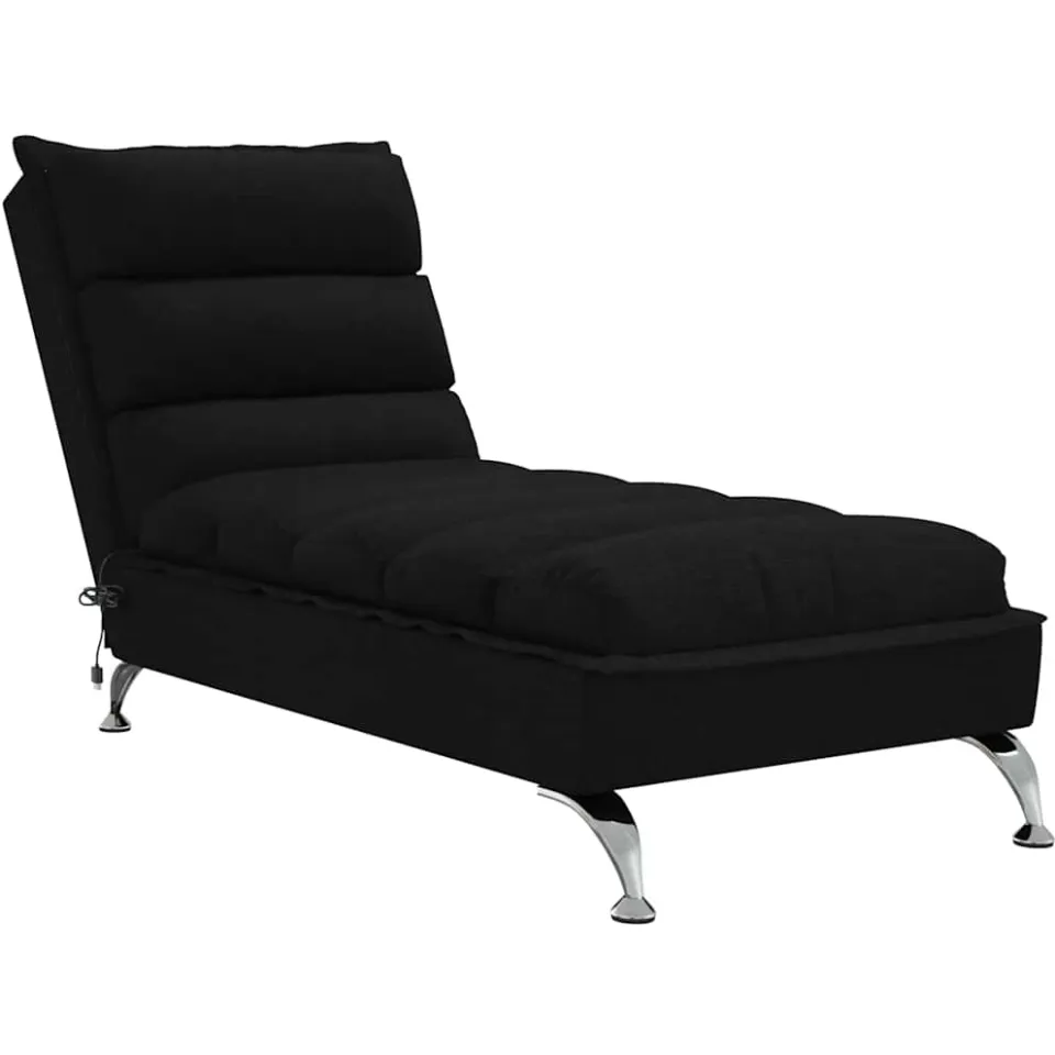 vidaXL Massage chaise longue met kussens stof zwart