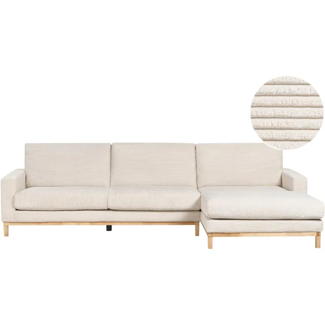 Beliani SIGGARD - Hoekbank - Lichtbeige - Linkszijdig - Corduroy