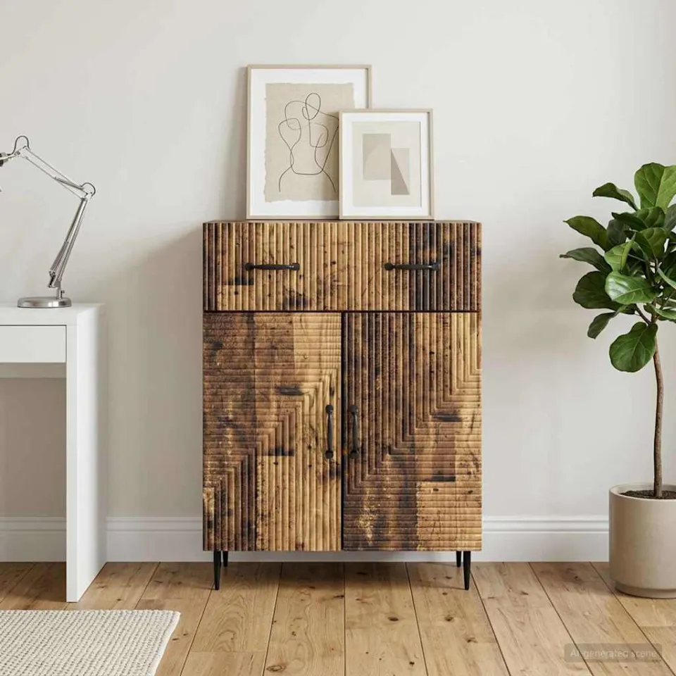 vidaXL Dressoir Oud hout 66 x 34,5 x 89,5 cm Bewerkt hout bruin, foto 3