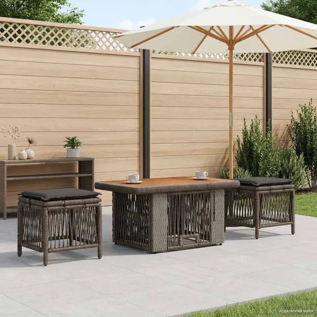 vidaXL Tuin eettafelset 3 st Grijs en Donkergrijs poly rattan, foto 2