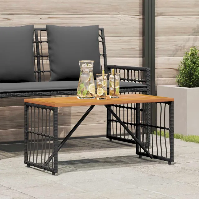 vidaXL Buiten Tafel Zwart 80 x 40 x 40 cm Staal en Poly Rattan, foto 2