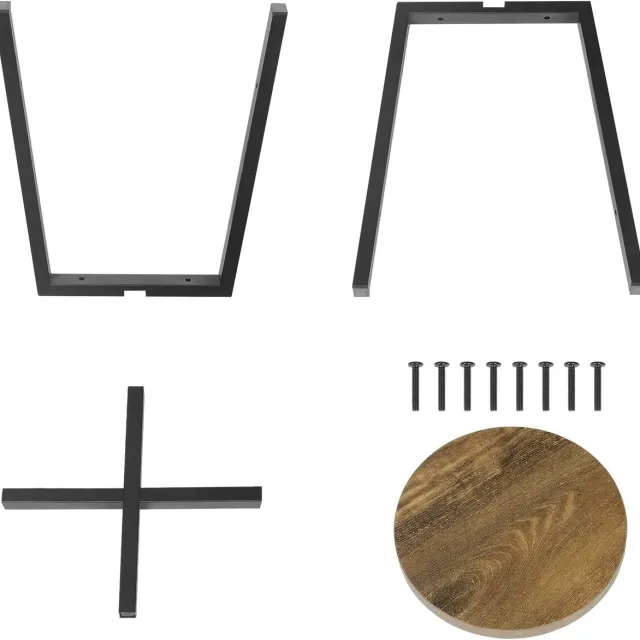 Suredeal Eetkamerstoelen - Kruk - Metalen poten - Vintage Houtnerf Zwart - 29,5x46x29,5 cm - Zwart