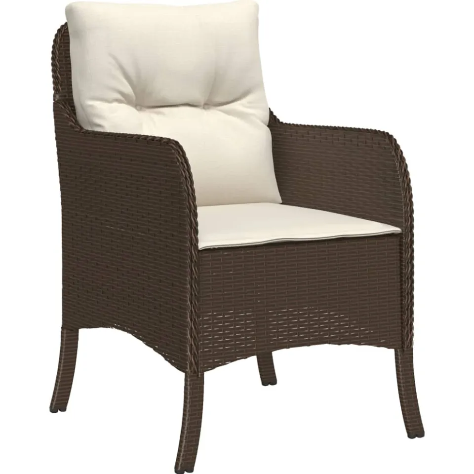 vidaXL 3-delige Tuinset met kussens poly rattan bruin, foto 4