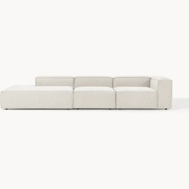 Westwing Collection Modulaire XL chaise longue Lennon van bouclé Wit