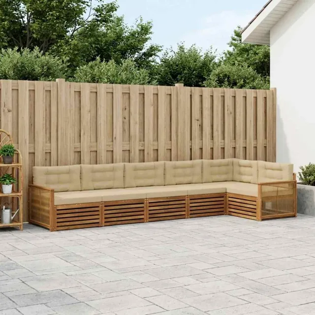 vidaXL Buiten bankenset 6 st 6-zits Natuurlijk en Beige