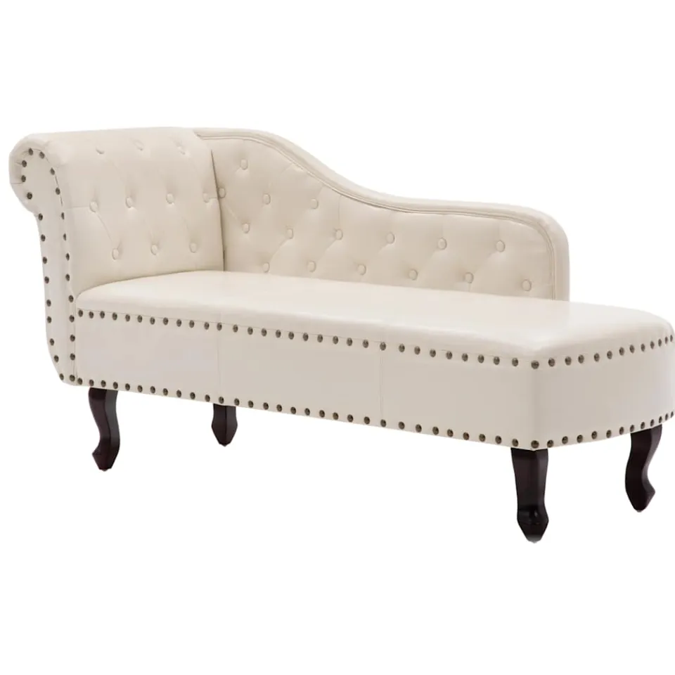 vidaXL Chaise longue kunstleer crèmewit