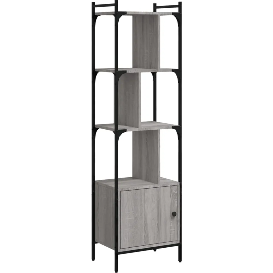 vidaXL Boekenkast met deur 44,5x30x154,5 cm hout grijs sonoma eiken, foto 3