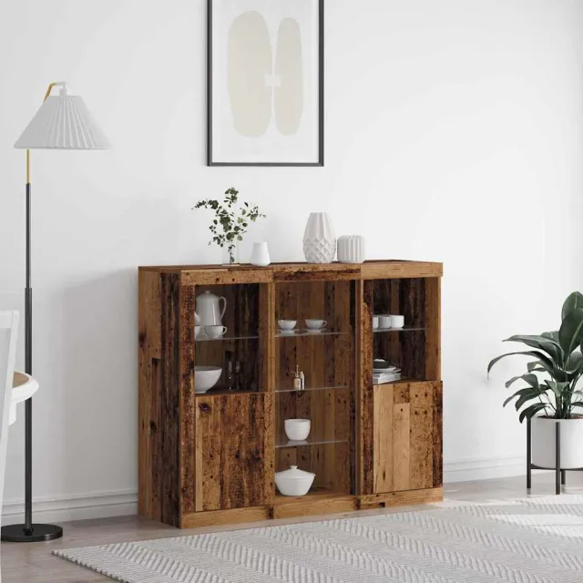 vidaXL LED Sideboard Oud hout 123 x 37 x 100 cm Bewerkt hout Bruin