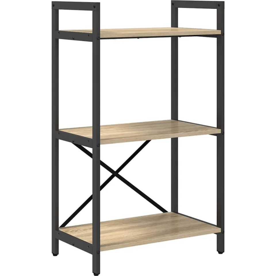vidaXL Boekenkast 3-laags 56 x 34 x 96 cm Bewerkt hout Sonoma Eiken, foto 3