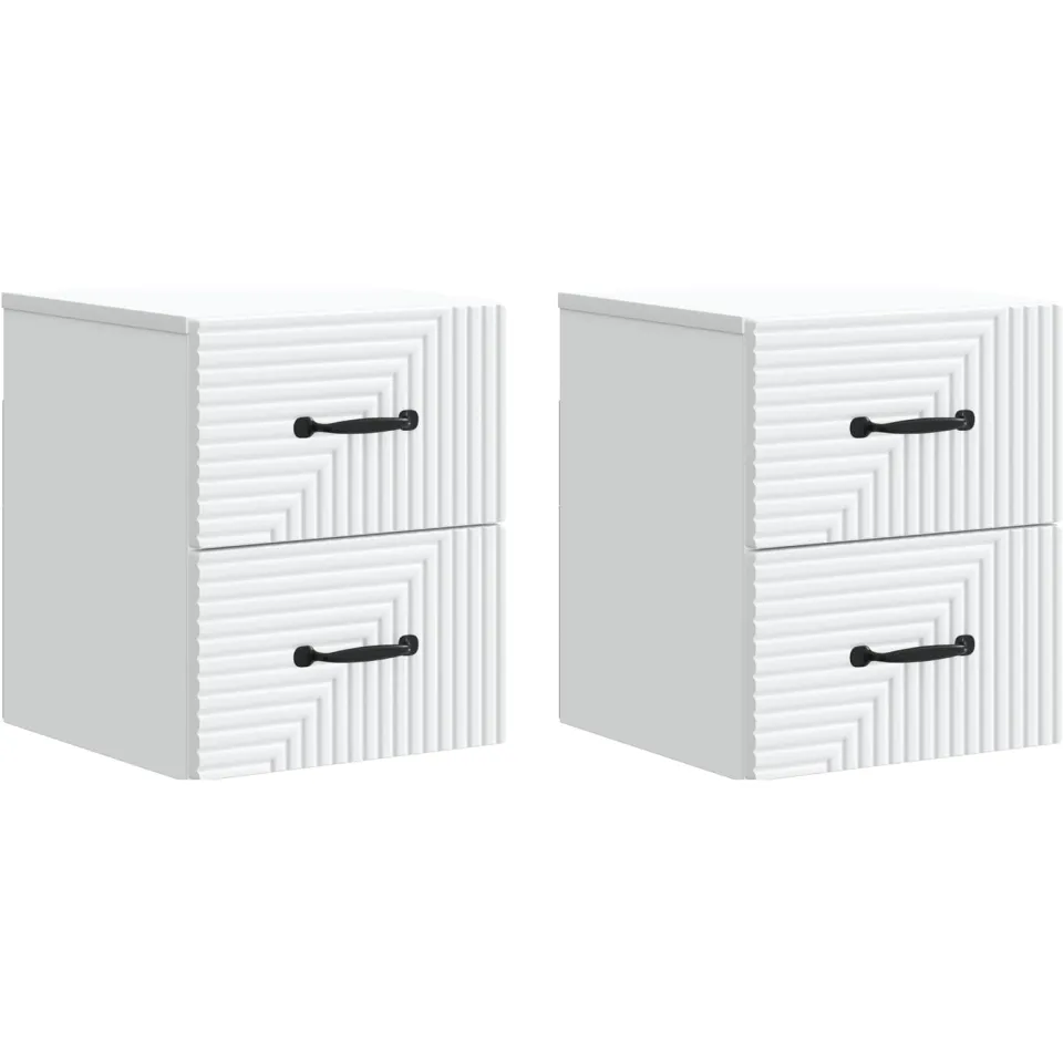 vidaXL Wandbeugel Bedkast 2 st Wit 34,5 x 33 x 40 cm Bewerkt hout, foto 3