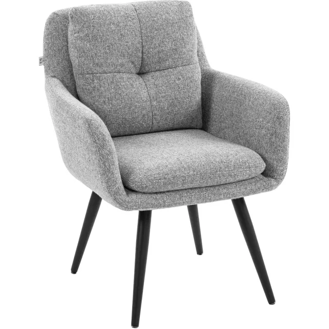 Homona Fauteuil met knoopdetails - Met metalen poten - 65 x 72 x 86 cm - Lichtgrijs