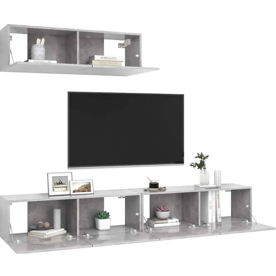 vidaXL Tv-meubelen 3 st bewerkt hout betongrijs