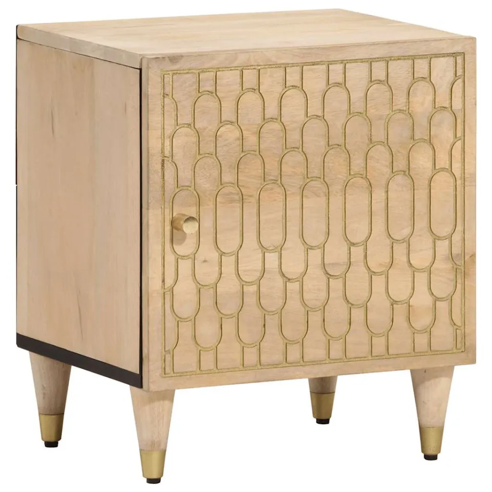 vidaXL Nachtkastjes 2 st 40x33x46 cm massief mangohout bruin, foto 3