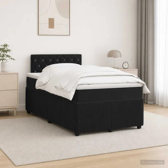 vidaXL Boxspringbed met matras Zwart 120 x 190 cm Fluweel