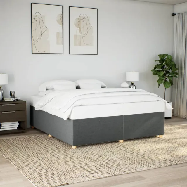 vidaXL Bedframe zonder matras stof donkergrijs 200x200 cm grijs