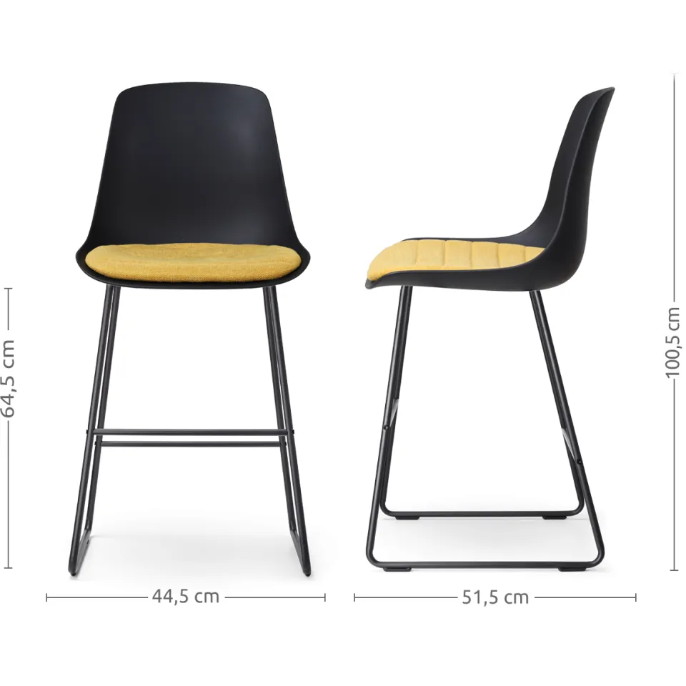 Nolon Nino-Liv barkruk zwart met okergeel zitkussen - zwart onderstel - 65 cm, foto 3