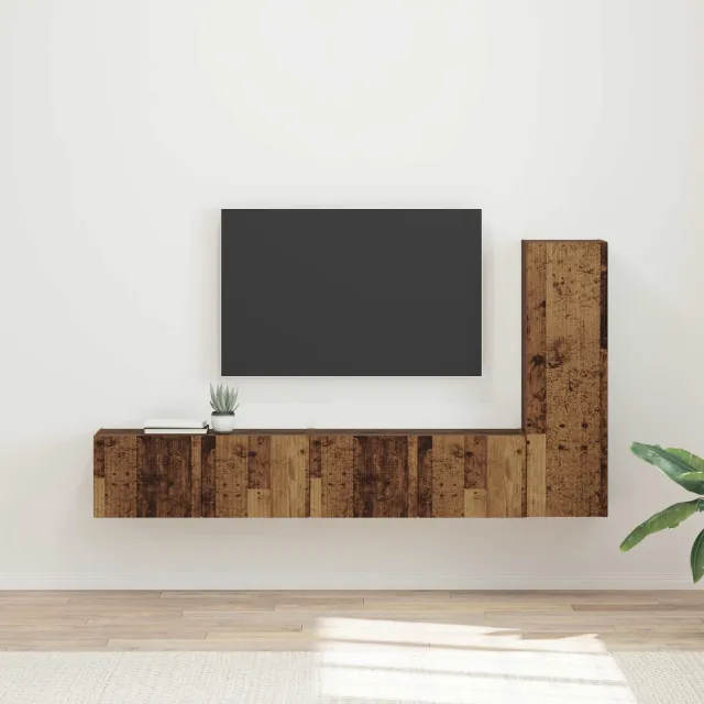 vidaXL Tv-meubelset 3 st Oudhout Bewerkt hout bruin, foto 2