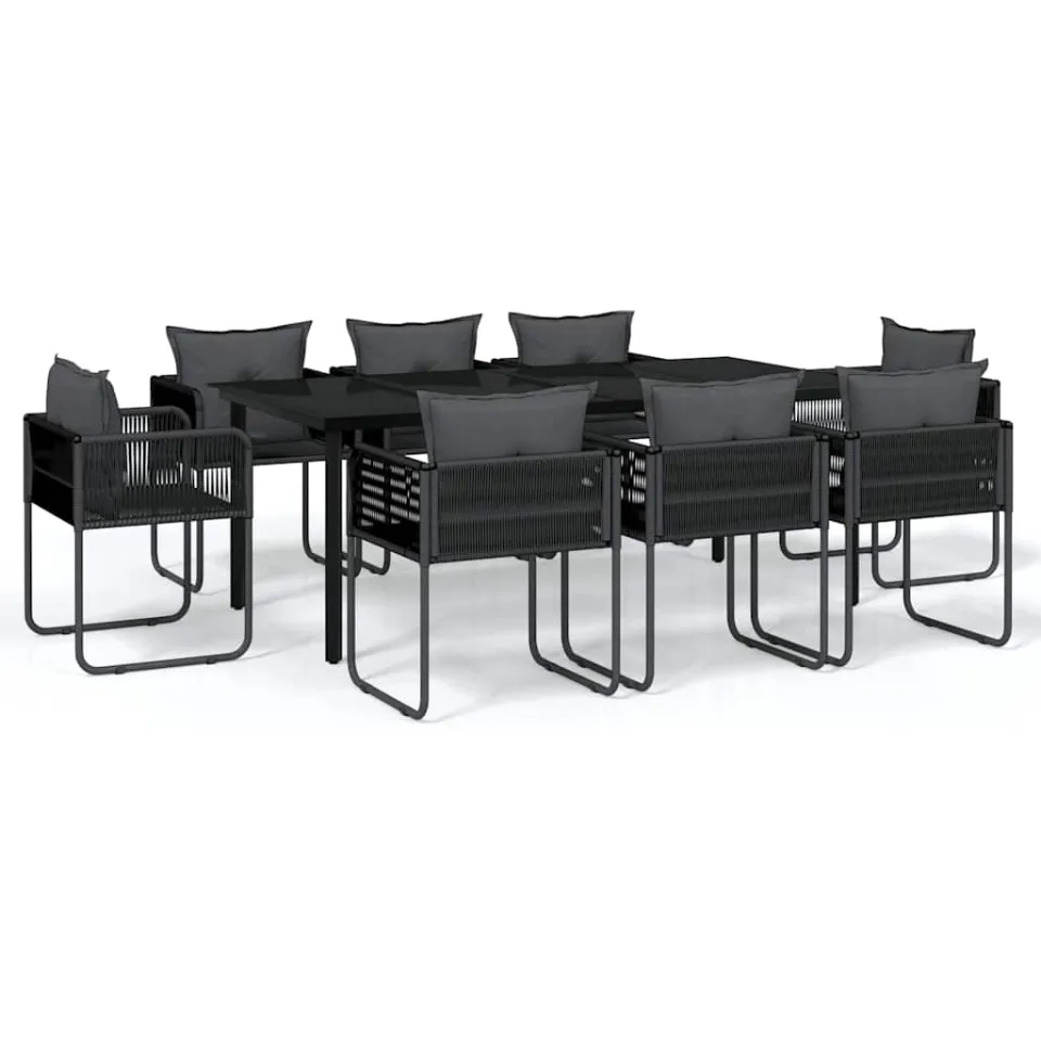 vidaXL 9-delige Tuinset zwart