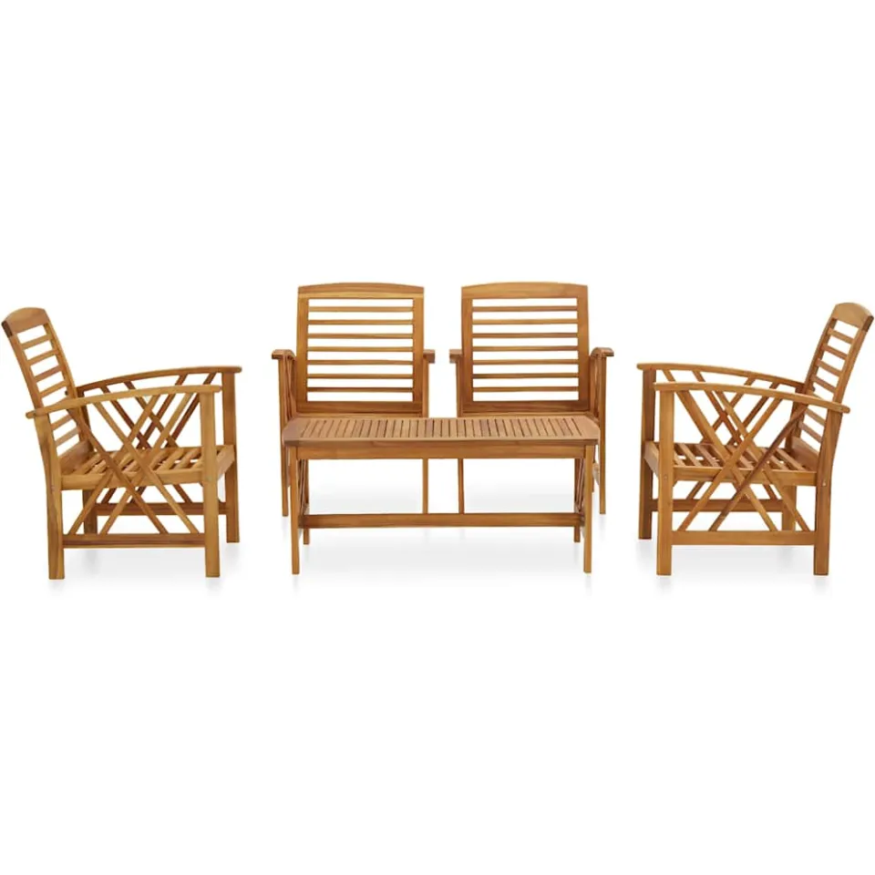 vidaXL 5-delige Loungeset massief acaciahout bruin, foto 2