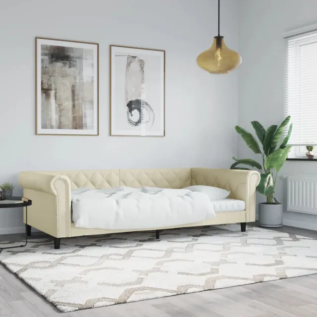 vidaXL Slaapbank 100x200 cm kunstleer crèmekleurig