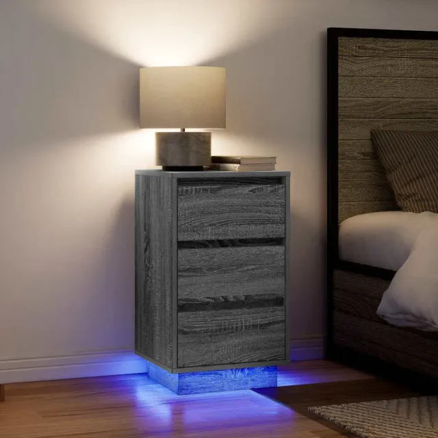 vidaXL Nachtkastje met LED-verlichting 38x34x65 cm grijs sonoma, foto 2