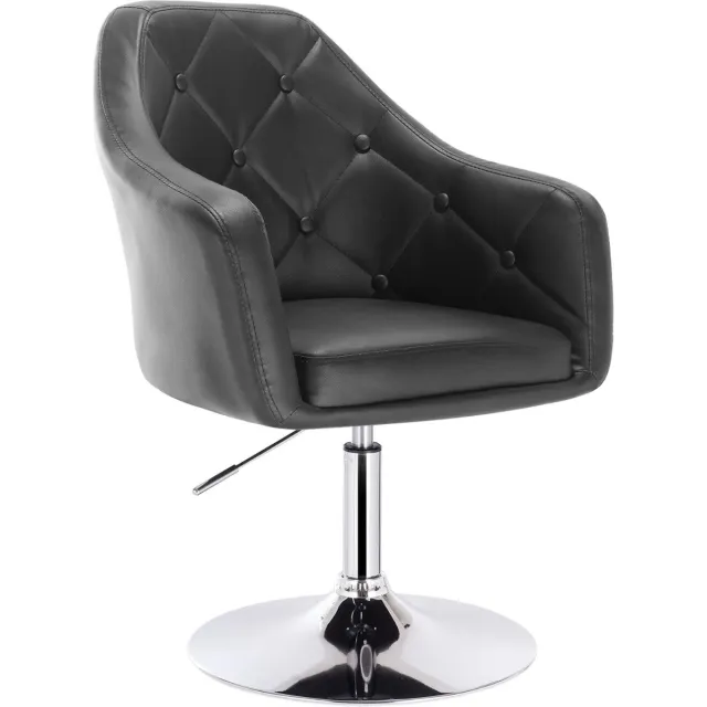 Happyment Barkruk Divio Elroy - Industrial Zwart - Barkrukken set van 1 - Barstoel Kruk - Barstoelen met rugleuning - Keukenstoel - In hoogte verstelbaar - Kunstleer