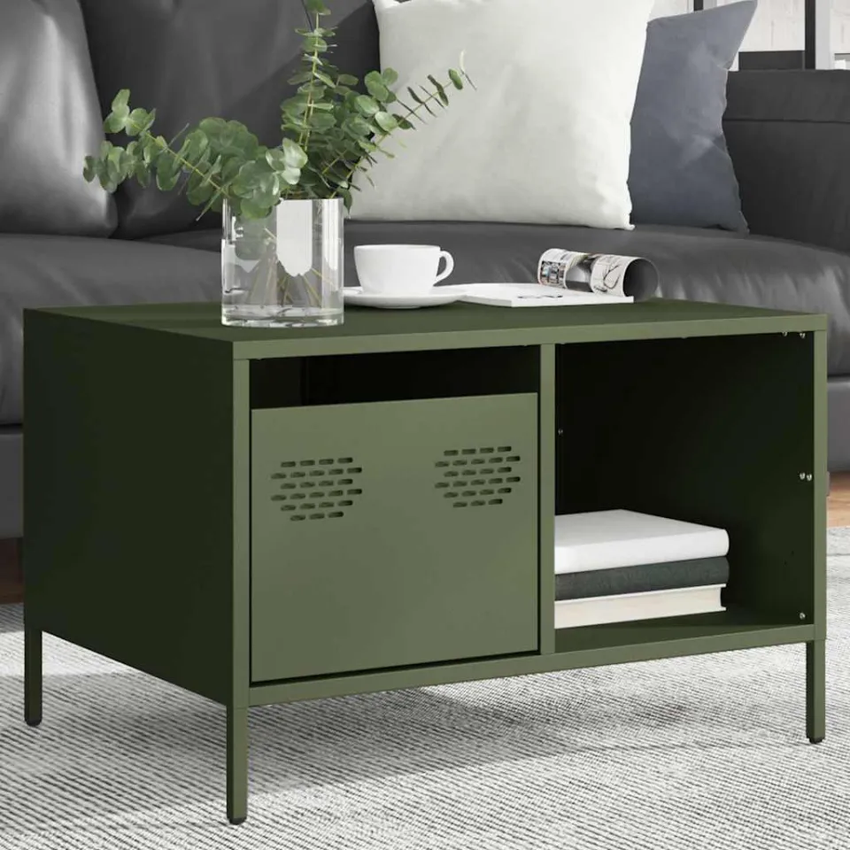 vidaXL Salontafel 68,5x50x43,5 cm koudgewalst staal olijfgroen, foto 4