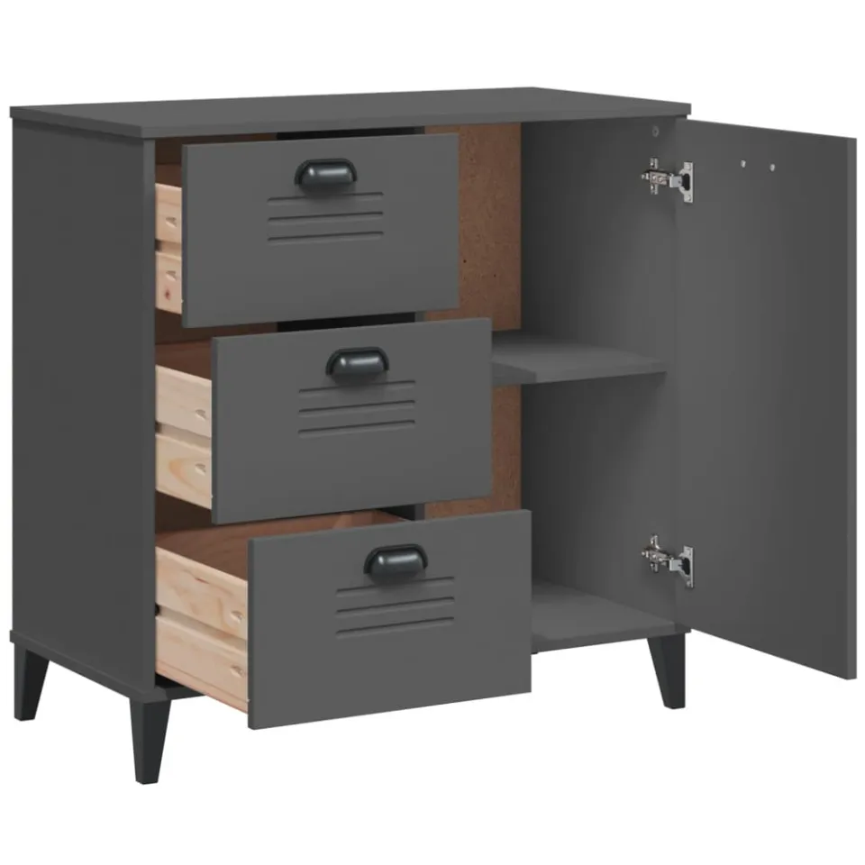 vidaXL Dressoir VIKEN 80x40x80 cm bewerkt hout antracietgrijs, foto 4