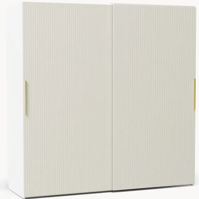 Westwing Collection Modulaire schuifdeurkast Simone, 200 cm breed, in verschillende formaten beige