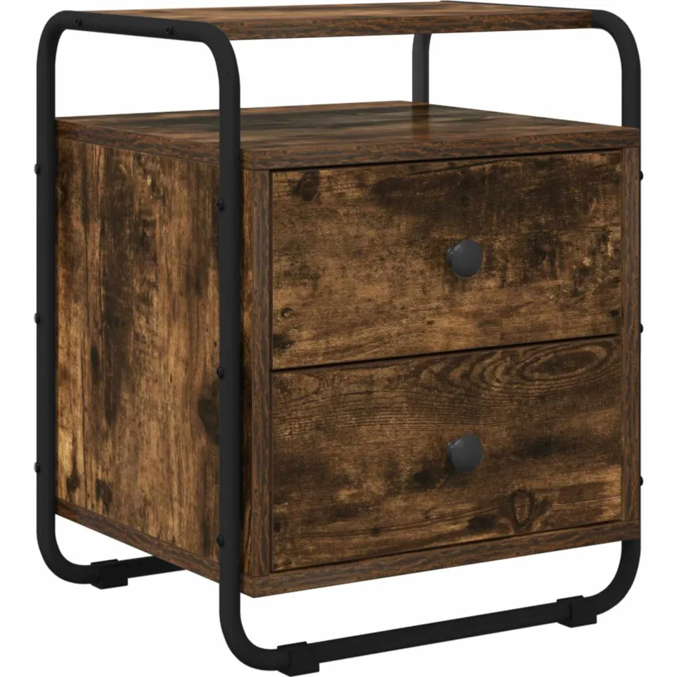 vidaXL Nachtkastje 2 st Gerookt eiken 40 x 36,5 x 50 cm Bewerkt hout, foto 4