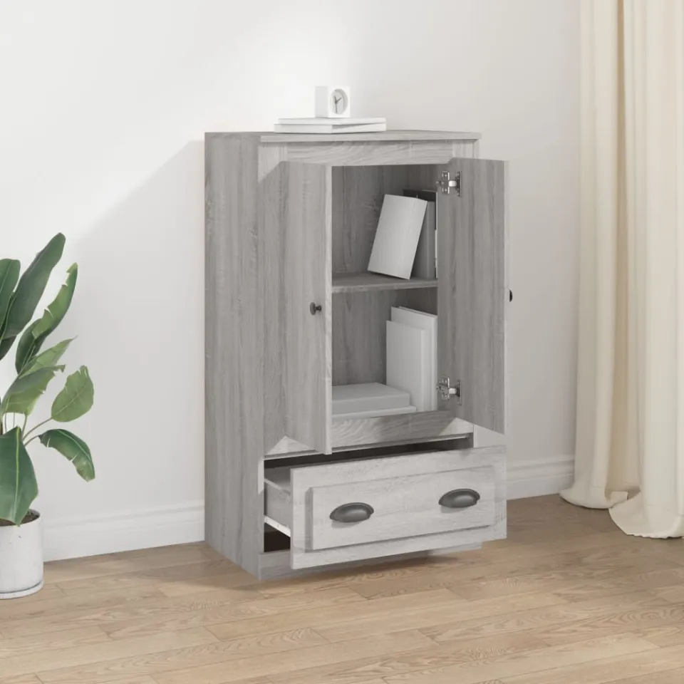 vidaXL Hoge kast 60x35,5x103,5 cm bewerkt hout grijs sonoma eikenkleur, foto 3