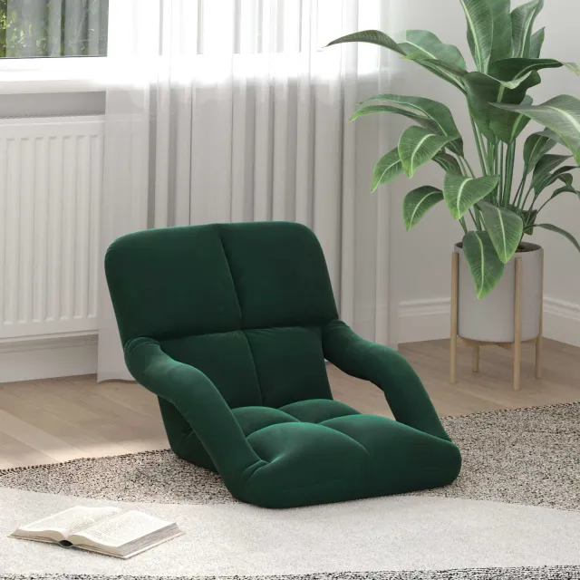 vidaXL Verstelbare vlo stoelen Donkergroen Fluweel groen, foto 2