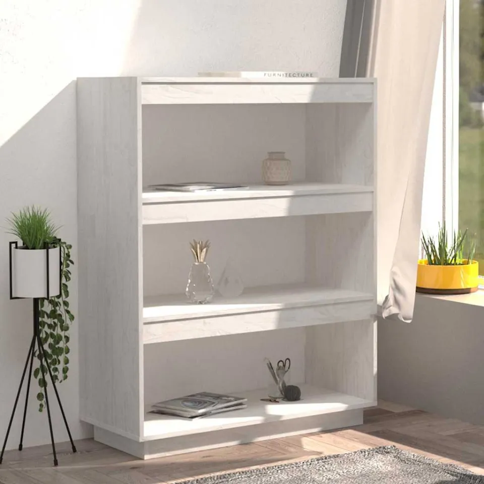 vidaXL Boekenkast/kamerscherm 80x35x103 cm massief grenenhout wit, foto 3