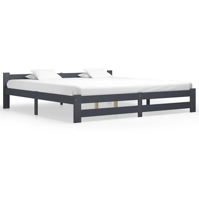 vidaXL Bedframe massief grenenhout donkergrijs 200x200 cm