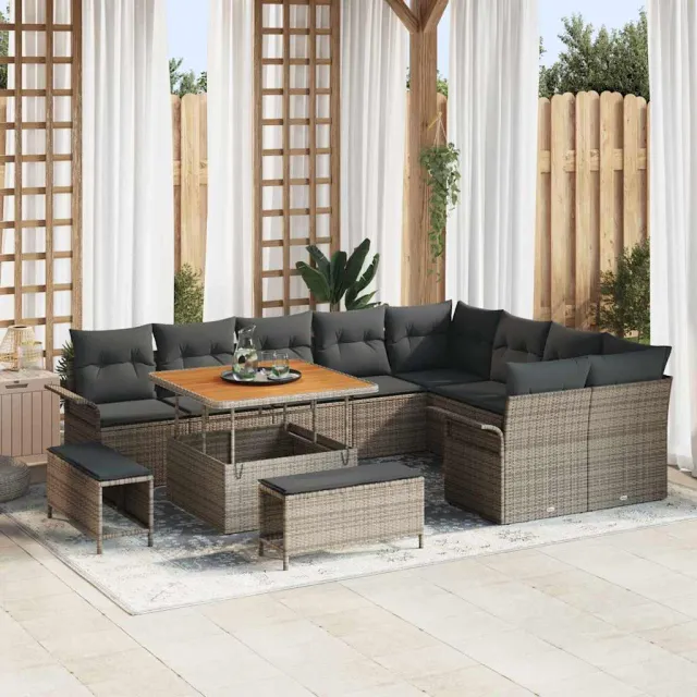vidaXL Tuinbankenset 12 st Grijs poly rattan