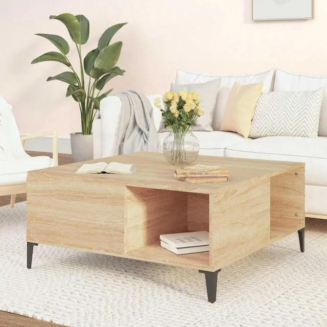 vidaXL Salontafel 80x80x36,5 cm bewerkt hout sonoma eikenkleurig, foto 2