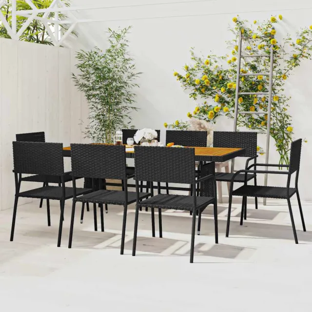 vidaXL 9-delige Tuinset poly rattan zwart, foto 2