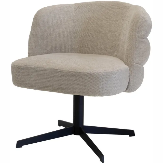 DÉJA Living Eetkamerstoel Félix - Metaal/Stof - Taupe - Set van 2