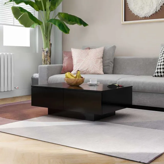 vidaXL Salontafel 90x60x31 cm bewerkt hout zwart, foto 2